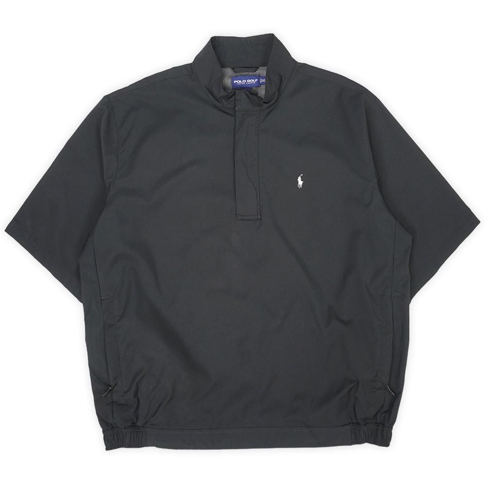 ラルフローレン POLO RALPH LAUREN 90s 90年代 GOLF ゴルフ 珍品 半袖 プルオーバー スタンドカラー USA ヴィンテージ ビンテージ VINTAGE 古着 ウインドブレーカー ブラック 黒 XL