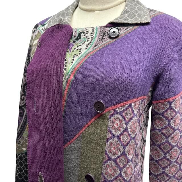 エトロ ETRO ダブル ニットコート ペイズリー柄 総柄 ウール