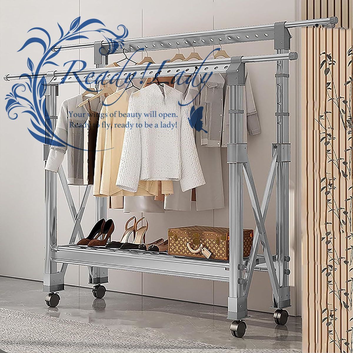 山善(YAMAZEN) ハンガーラック 頑丈 カバー付き (カーテン付属