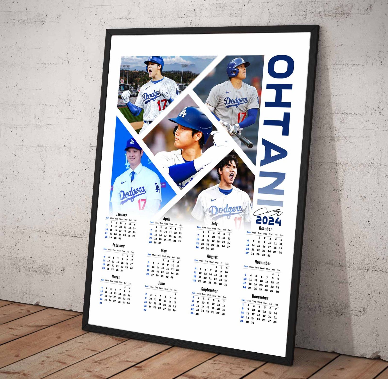 2024年 カレンダー【 MLB ロサンゼルス・エンゼルス 大谷翔平 】写真 カレンダー ポスターフレームなし A3 - 2