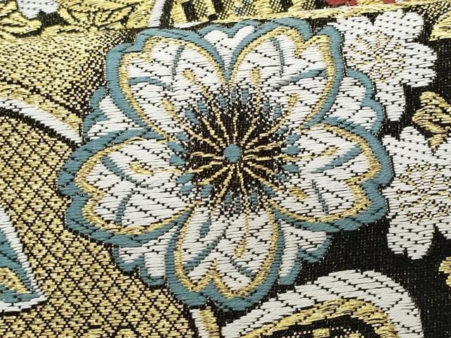平和屋着物▽六通柄袋帯 更紗華文 本金箔 正絹 逸品 DAAS0874az