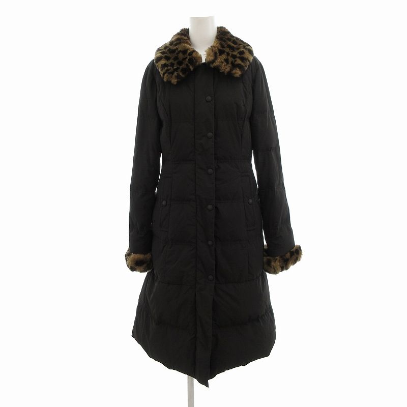 ハロッズ Harrods ダウンコート レッキスファー付き ロング丈 3 黒  