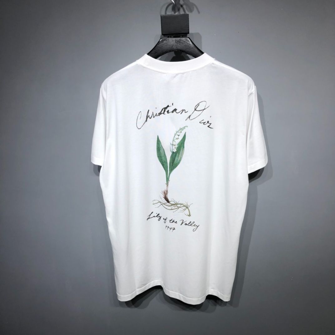 クリスチャンディオール Dior スズランプリント メンズ レディース 半袖Tシャツ ホワイト