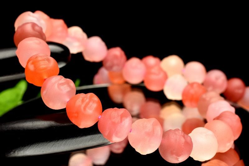 天然瑪瑙 ピンク塩源瑪瑙(ソルトソースアゲート) 9-10mm 布袋尊彫刻