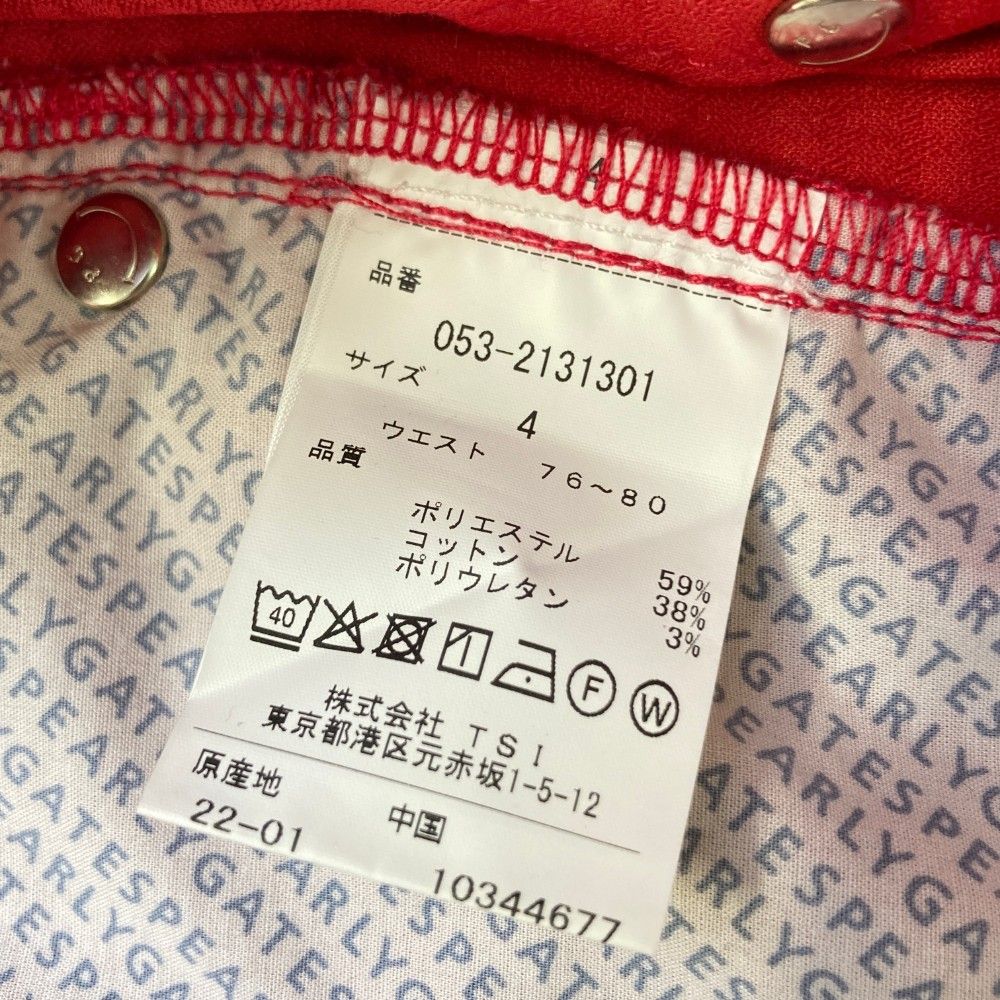 サイズ：4 PEARLY GATES パーリーゲイツ ストレッチパンツ 総柄 レッド