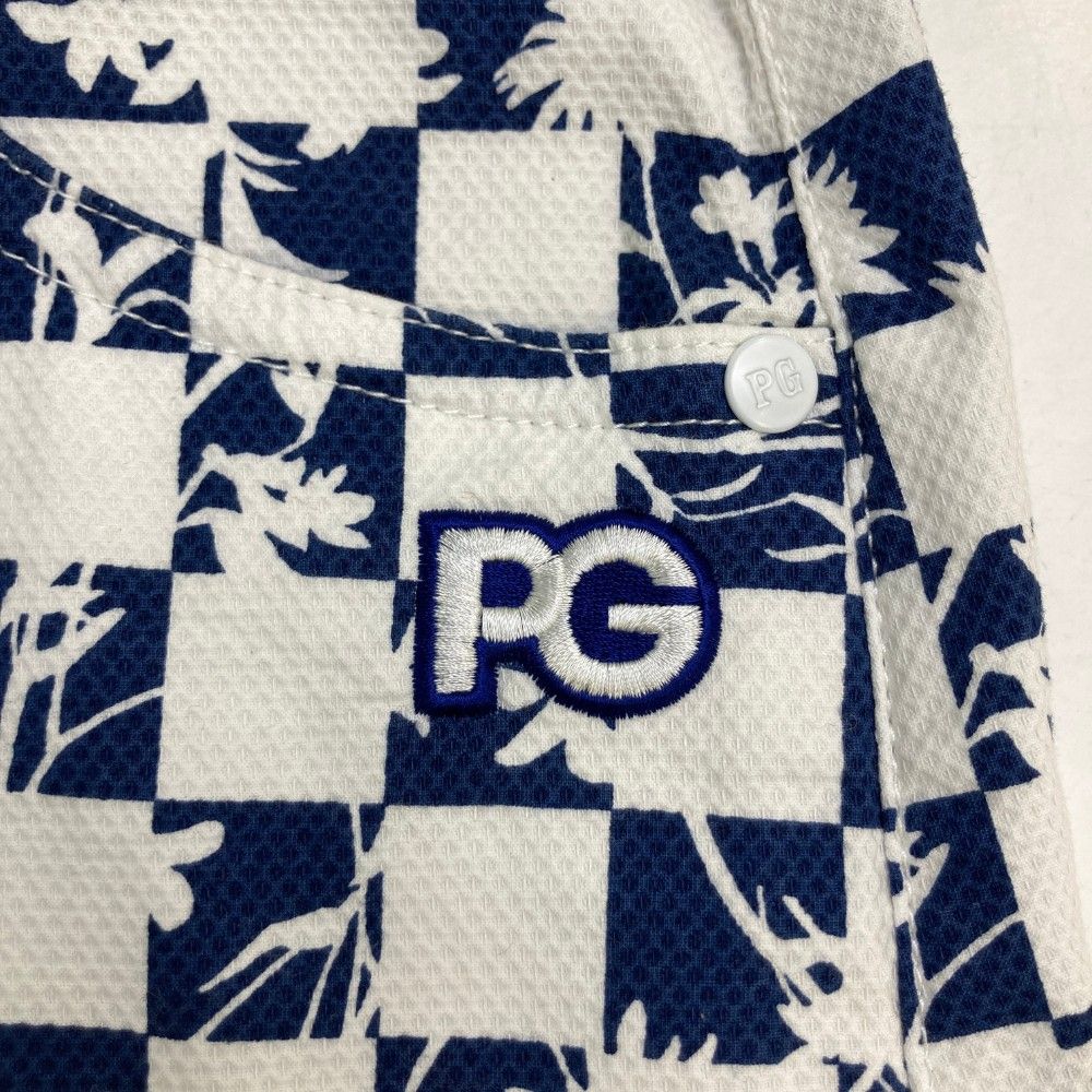 0 パーリーゲイツ 速乾通気性 ビッグロゴ 総柄 プリーツスカート ブルー Peストレッチドビー中綿スカート ＜ラフ花ロゴ小柄＞ | PEARLY GATES