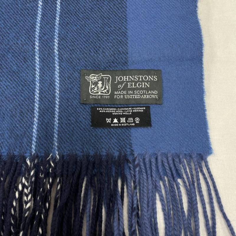 JOHNSTONS OF ELGIN ジョンストンズオブエルガン ストール カシミア パシュミナ カシミヤ混 ウール マフラー グレン チェック ユナイテッドアローズ
