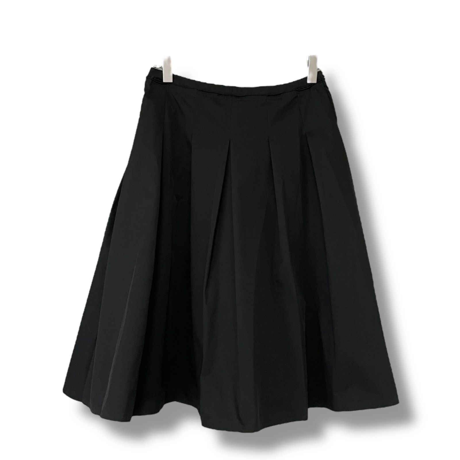 Rene basic ルネ ベーシック フ スカート ブラック タックデザイン ポリエステル 裏地付き 34 Sサイズ相当 レディース エレガント 上質素材 5534030 ミモレ丈 0000473OC