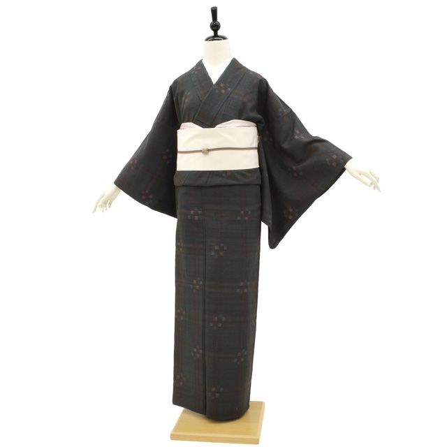 中古】 要無形文化財 本場結城紬 袷 着物 リサイクル 正絹 地機