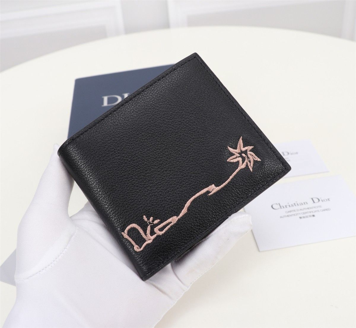 Dior × CUCTUS JACK ブラックレザー二つ折り財布 本日特価] ディオール メンズ ウォレット CACTUS JACK コラボ
