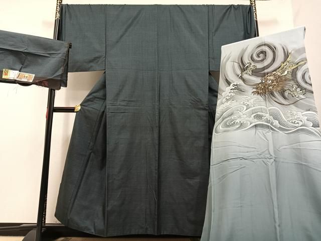 平和屋着物男性　本場大島紬　長襦袢（袷）セット　100亀甲　総詰め　山口 敏光 作　証紙付き　正絹　逸品　AAAP4664ph