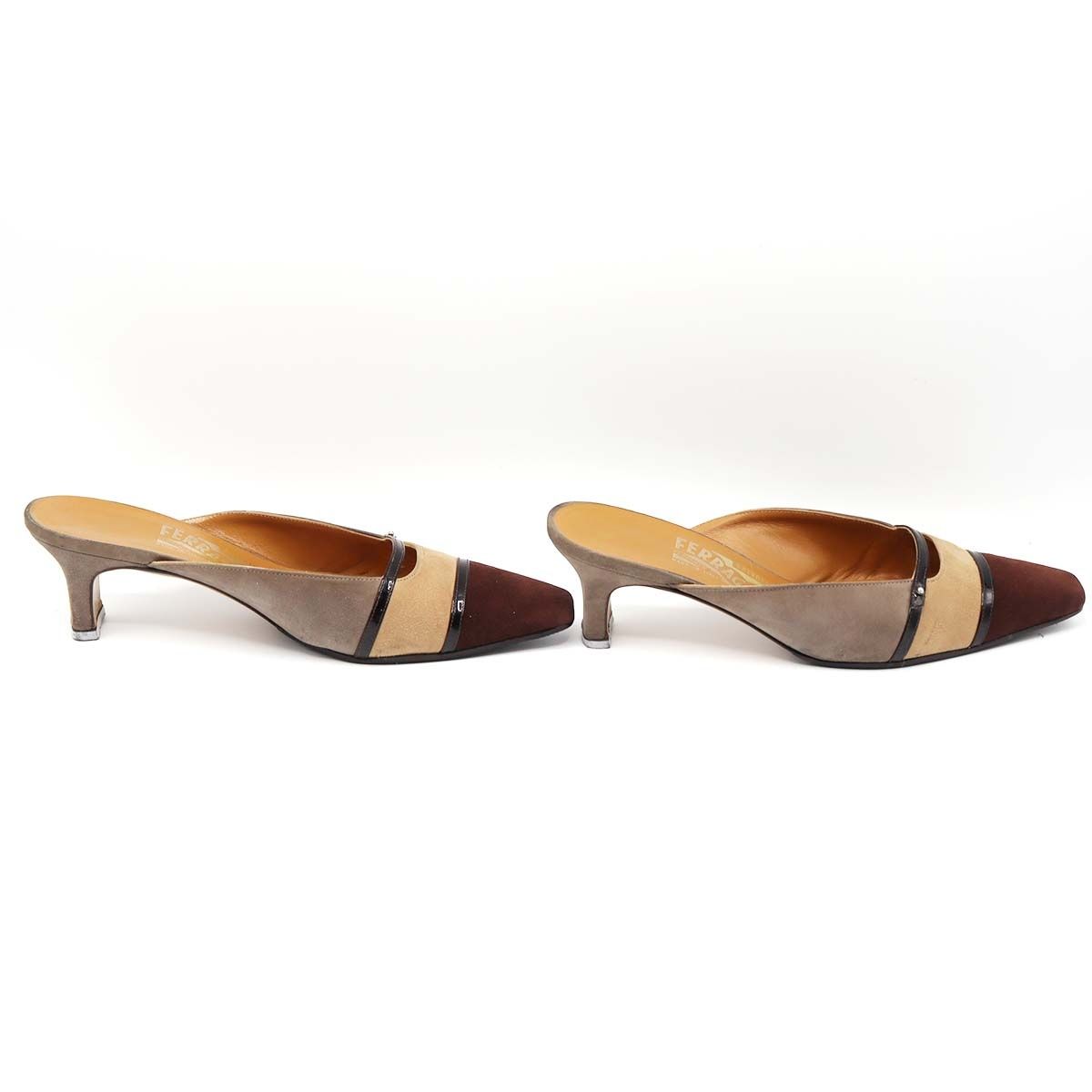 フェラガモ　ミュール(ファブリック) Salvatore Ferragamo フェラガモ ミュール スエード グレー