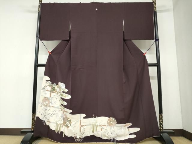 平和屋着物●豪華色留袖 雪輪草花文 金彩 正絹 DAAY5428ud