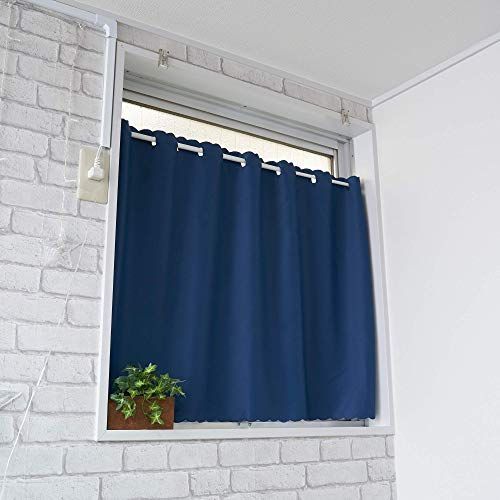 幅100cm x 丈70cm [1枚入]_ネイビー 【cloth shop 布や】 カフェカーテン 小窓用 遮熱 断熱 【ネイビー [遮光1級] 幅100cm x 丈70cm [1枚入]】