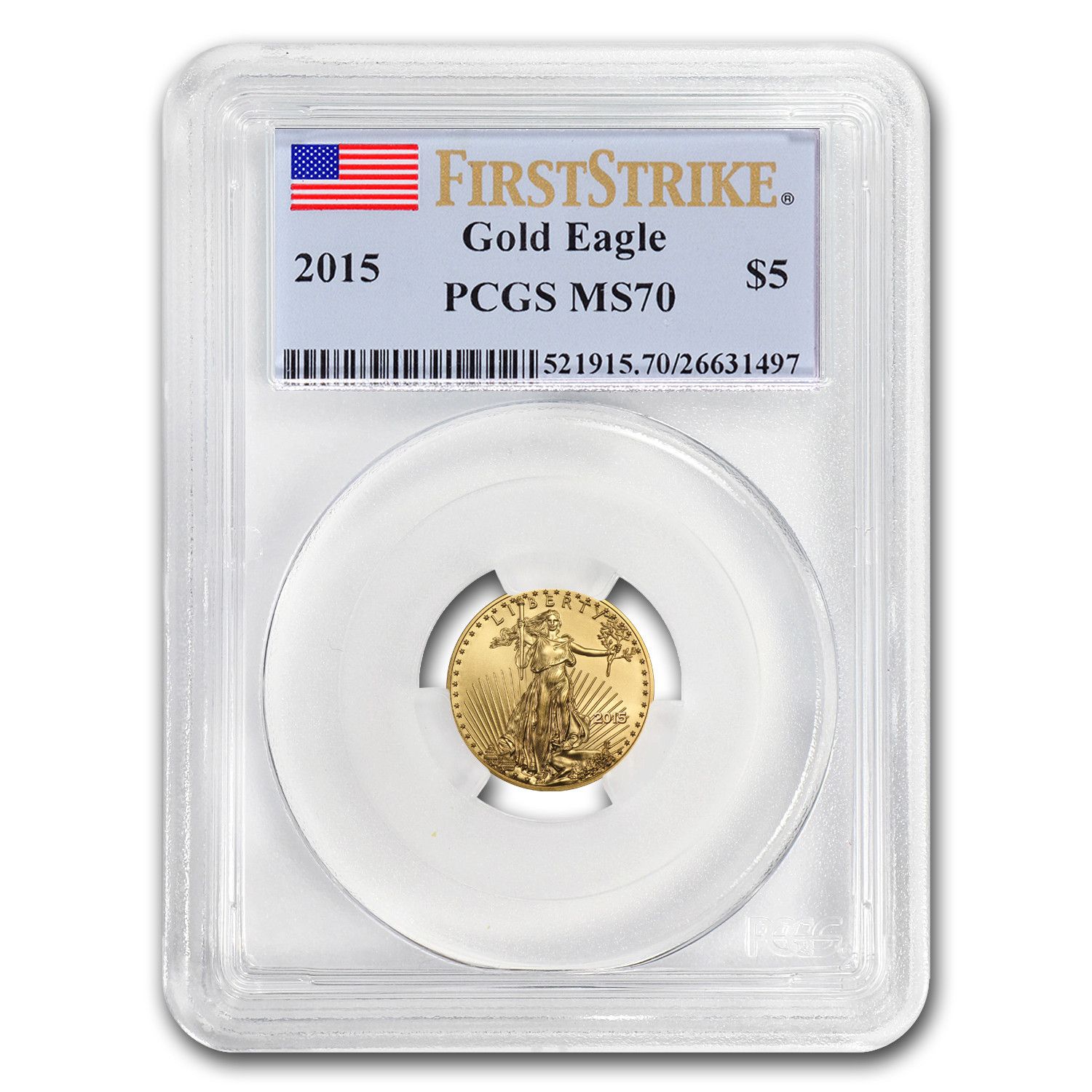 2015 1|10 oz American G Eagle MS-70 PCGS FirstStrikeR