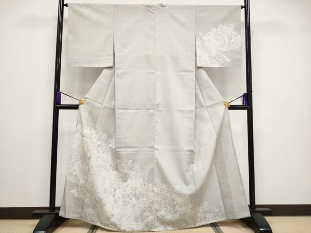 平和屋着物 上 本塩沢 訪問着 単衣 雲取り秋草文 蚊絣 ♥ CYAA3059s5