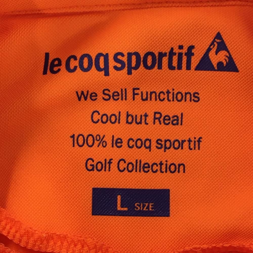 激安買い取り ルコック 半袖ハイネックシャツ オレンジ×パープルネイビー ハーフジップ ロゴプリント レディース L ゴルフウェア le coq sportif