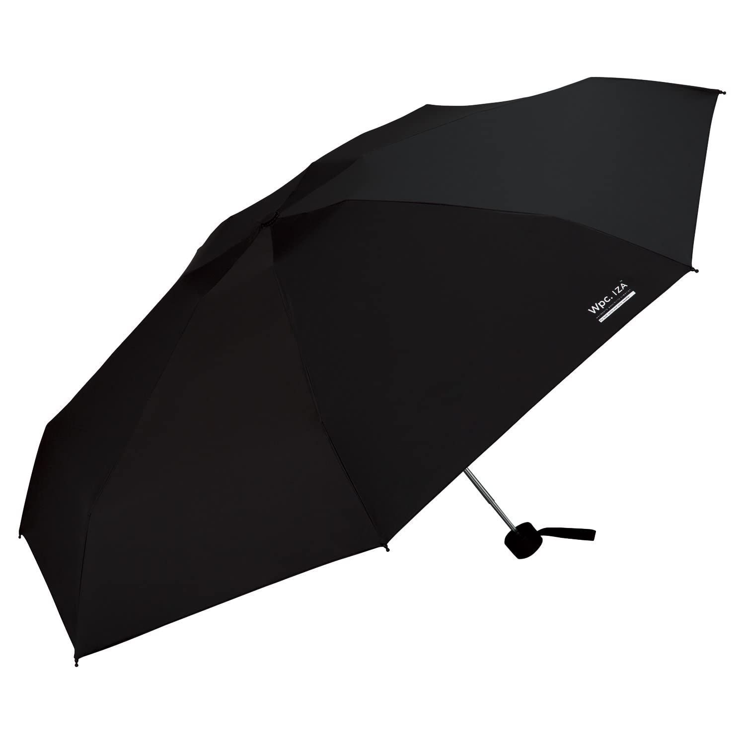 Wpc. 日傘 IZA Type:LARGEu0026COMPACT ブラック 折りたたみ傘 58cm メンズ 晴雨兼用 大きい 遮光 UVカット 100% イーザ コンパクト 小さい 開くと大きい カラビナ付き収納ケース 持ち運びに便利 通勤 通