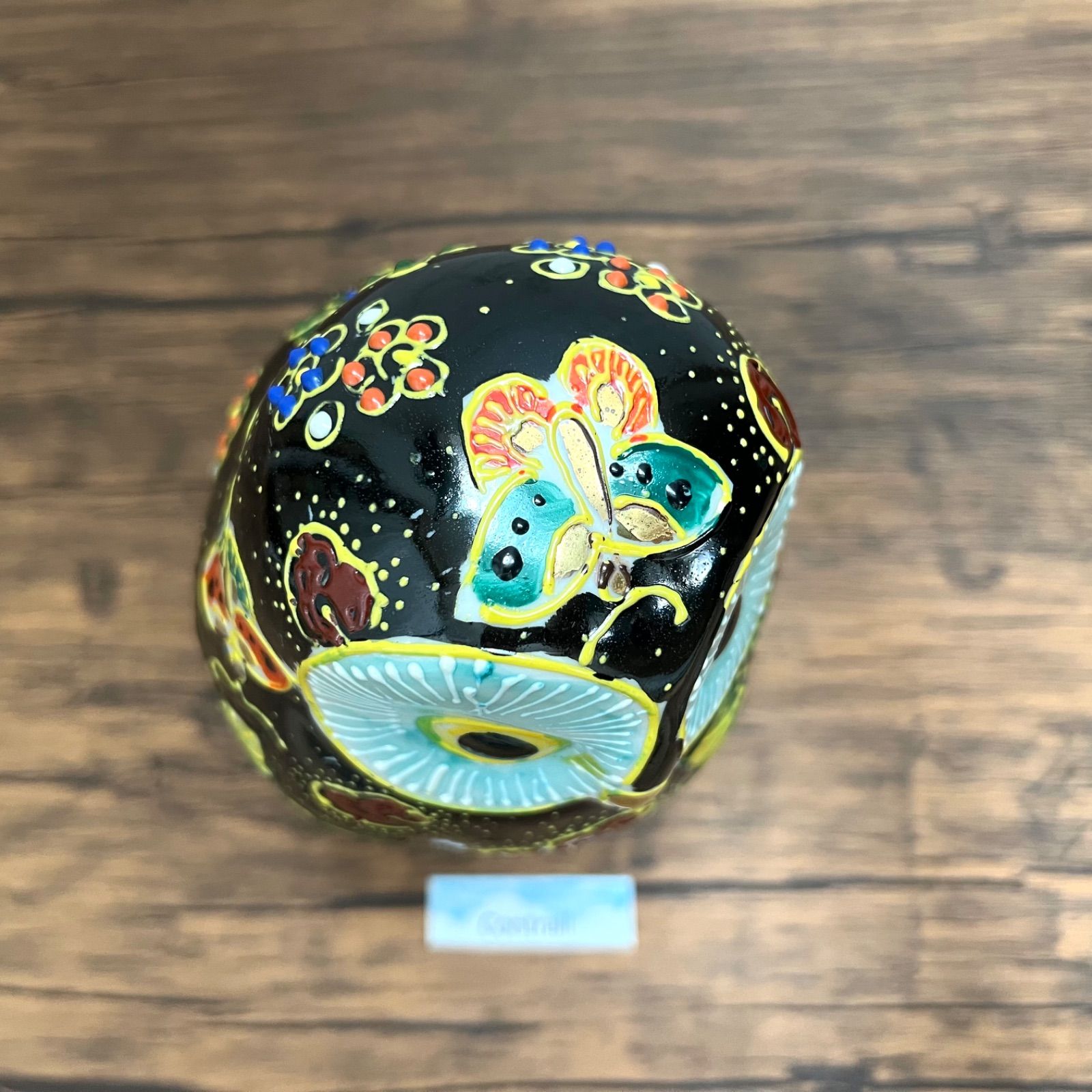 九谷焼】6号 ふくろう 牡丹 フクロウ 梟 置物 Kutani Ware Owl Lucky