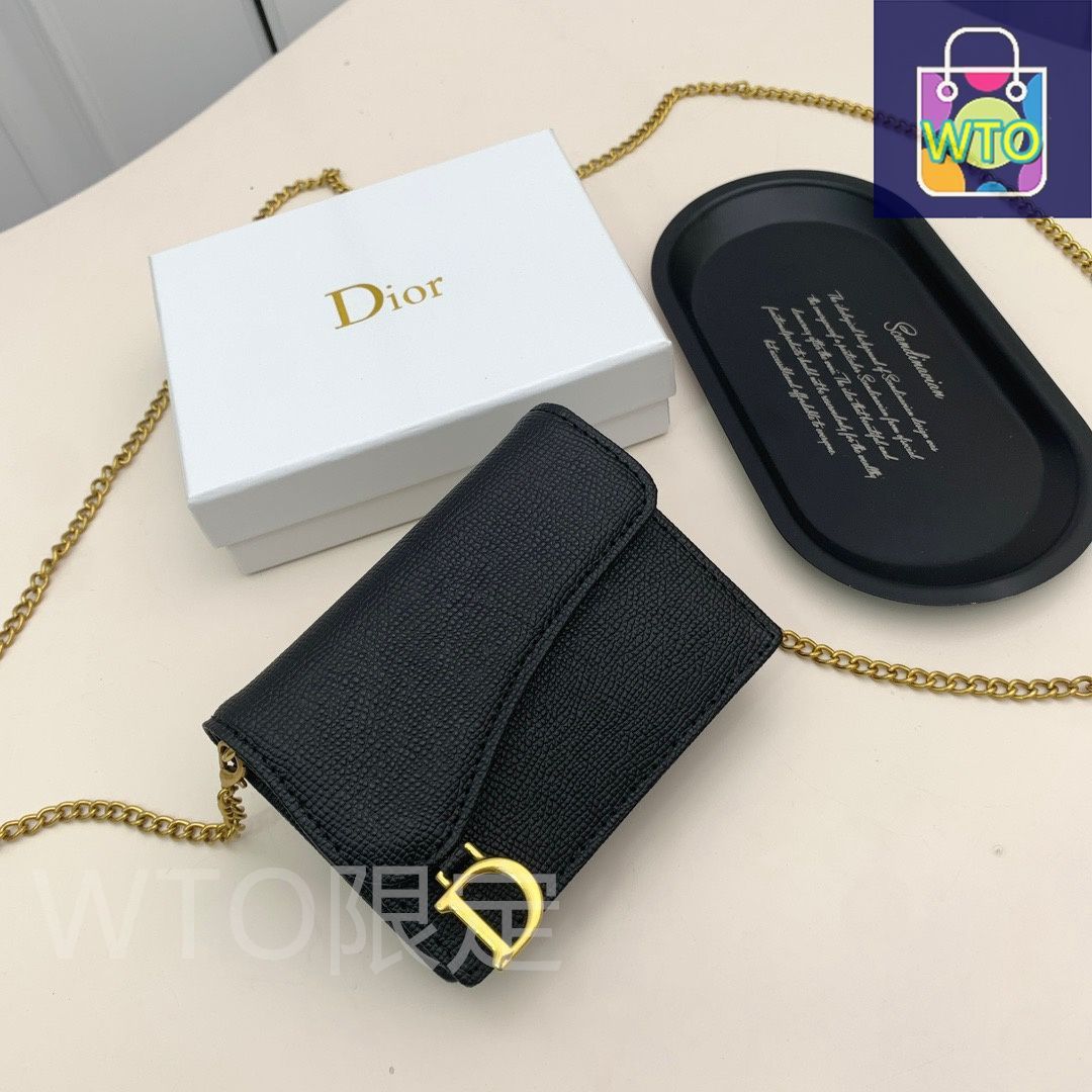 今日 Dior ディオール サドル シリーズ ウォレット レザーとDロゴの?金アクセサリー