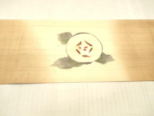 平和屋着物＊夏物 九寸名古屋帯 生紬 手描き 草花文 正絹 逸品