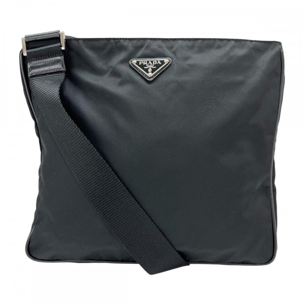 プラダ ショルダーバッグ メンズ トライアングルロゴ 斜め掛け PRADA ブラック 黒 シルバー金具 品