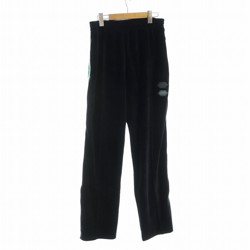 オフホワイト OFF WHITE ベロアパンツ ストレート ロゴ サイドライン L 黒 ブラック OMCA086R19C12021 GY18 |MQ