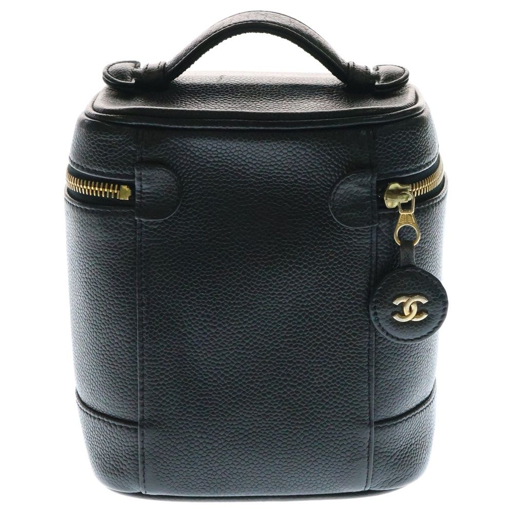 【美品】 CHANEL キャビアスキン ポーチ ココマーク ゴールド金具 黒 美品】 CHANEL キャビアスキン ポーチ ココマーク ゴールド金具 黒