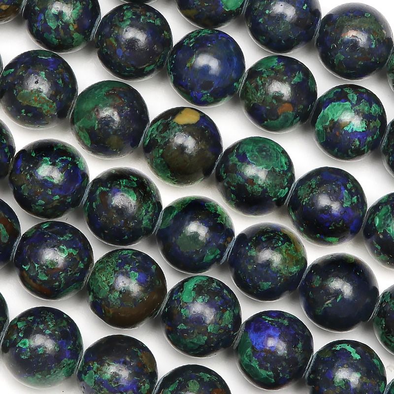 アズロマラカイト 丸玉 8mm【1連販売】 / 2-1 AZ8M-X アズ