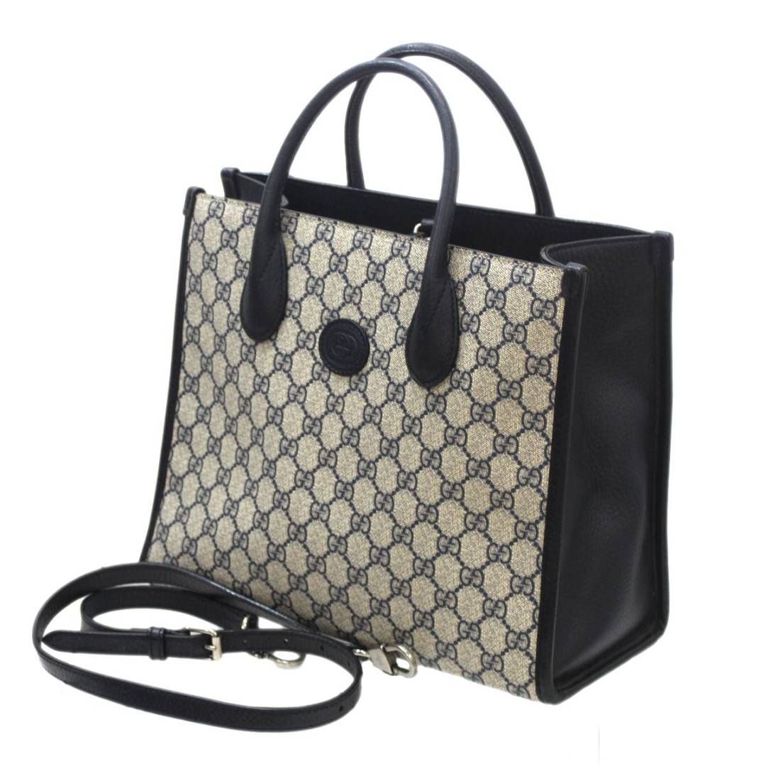 GUCCI / グッチ 2WAY ショルダーバッグ トートバッグ GG グレー、ネイビー 659983 PVC、レザー NO Bランク