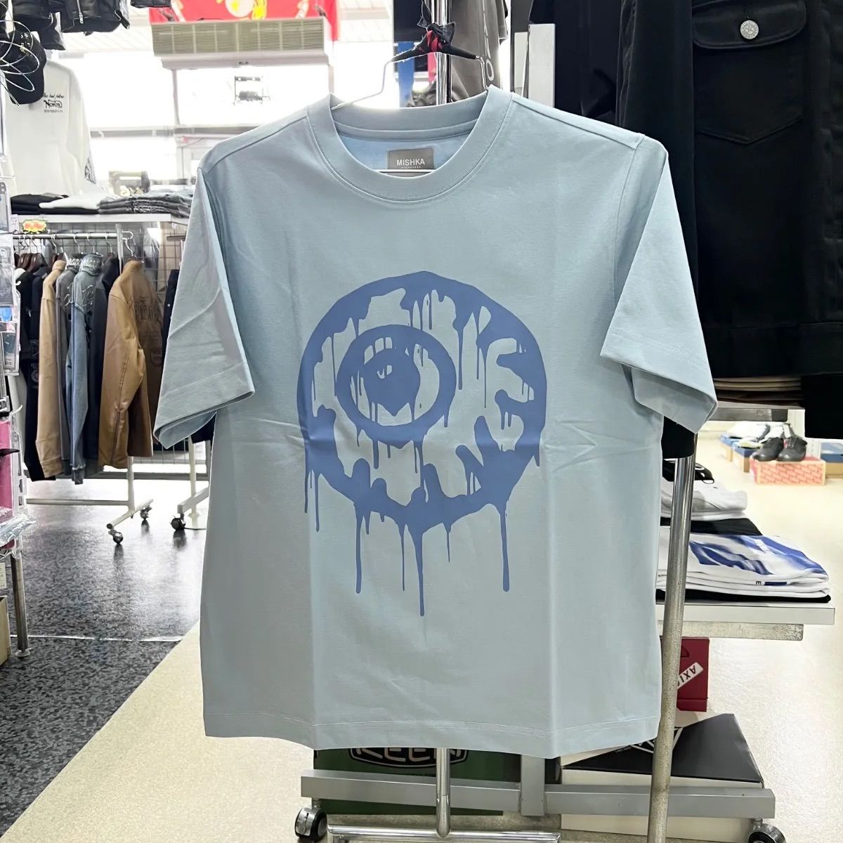 MISHKA ミシカ⚫︎半袖 Tシャツ ブルー 両面プリント M L