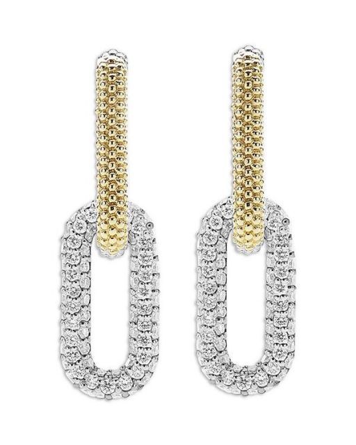 【送料無料】 ラゴス レディース ピアス・イヤリング アクセサリー 18K Yellow Gold & Silver Caviar Lux-Clip Diamond Link Drop Earrings - Exclusive Silver/Gold