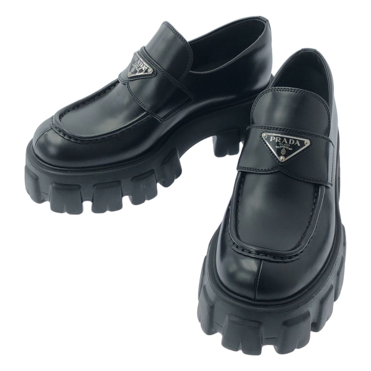PRADA | プラダ | モノリス プラッシュドレザー ローファー | 38 | ブラック | レディース