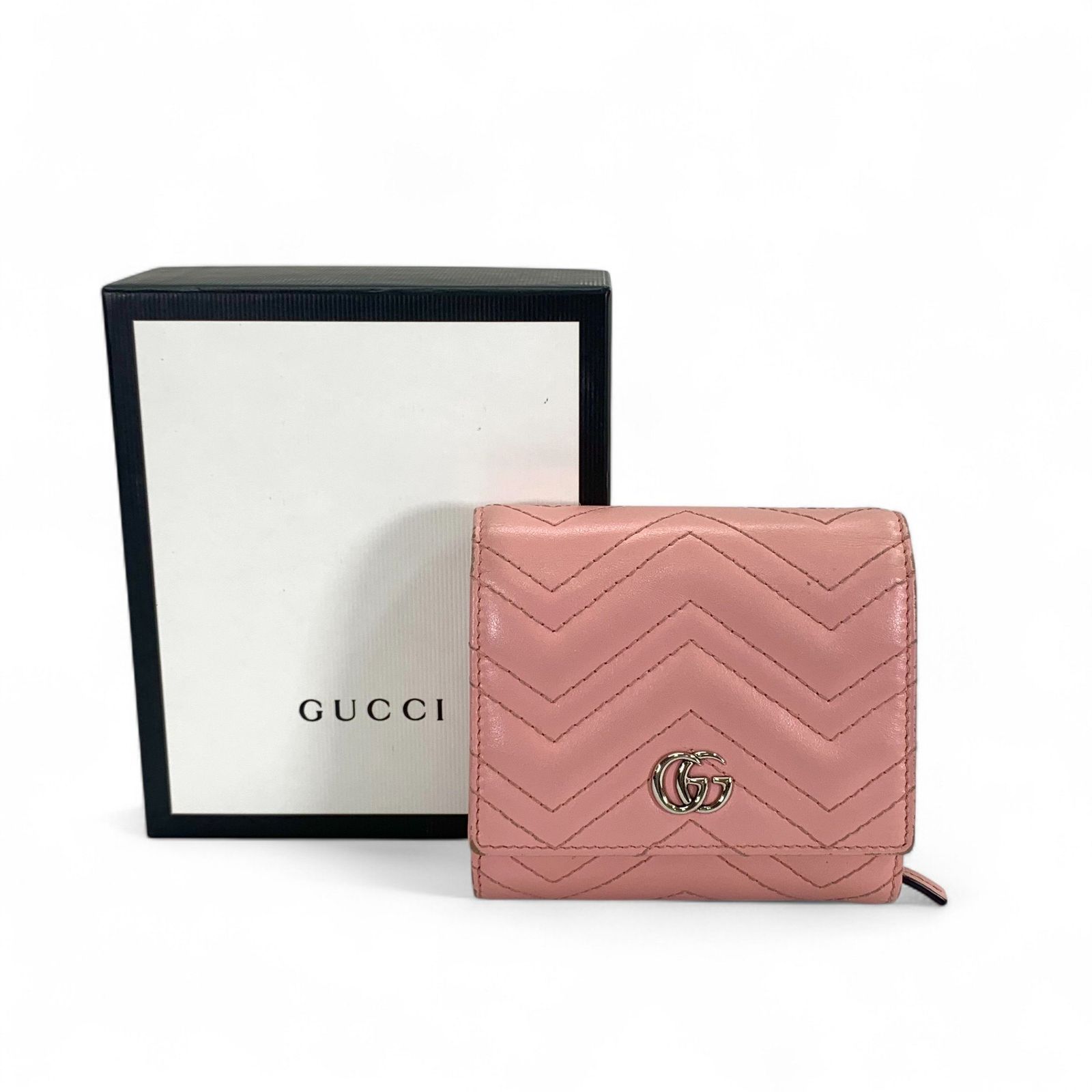 GUCCI グッチ GGマーモント 折財布 ピンク 598629 534563 - メルカリ