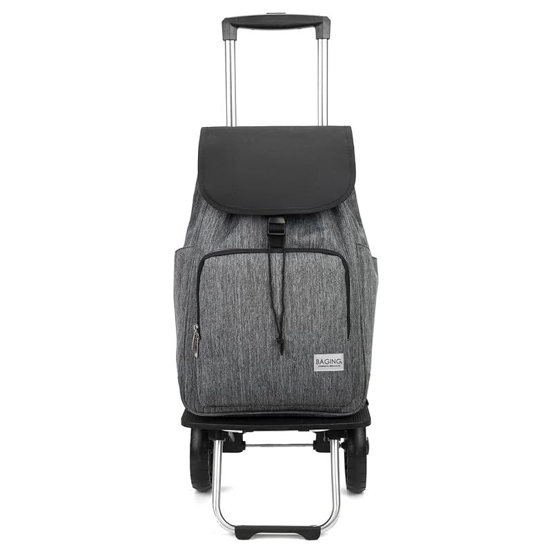 BAGING バギング もち手5段階調整 階段や段差も楽々 保温保冷 ショッピングキャリー 大型静音キャスター 折りたたみ 買い物カート 9081 ブラックヘアライン