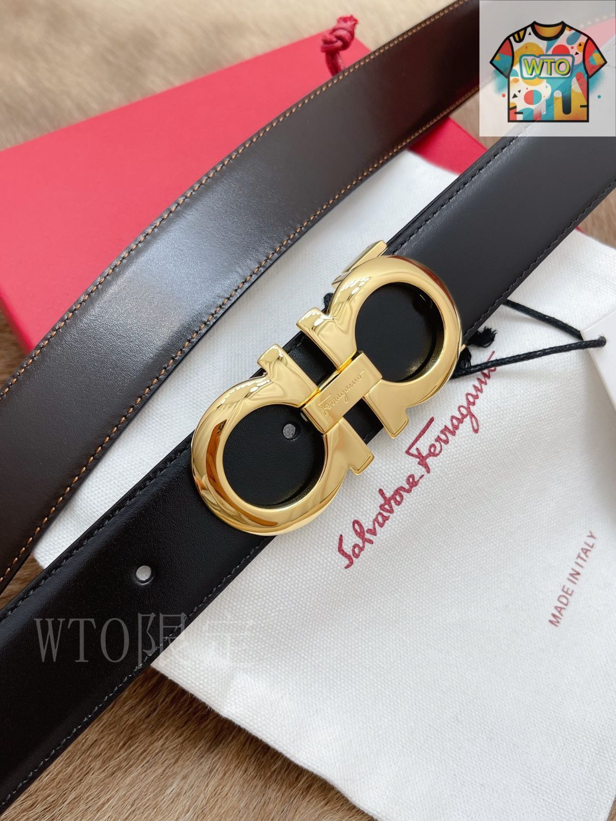 フェラガモ　ベルト　未使用 今日WTO】Ferragamo フェラガモ レザーベルト-MF56 - メルカリ