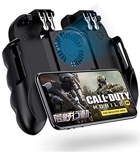 【迅速発送】使命召 コントローラー【最新6本指】 荒野行動 PUBG Mobile call of duty ゲームコントローラー 冷却ファン付き ゲームパッド 引き金式高速射撃ボタン クリック感 エイムアシスト iPhon