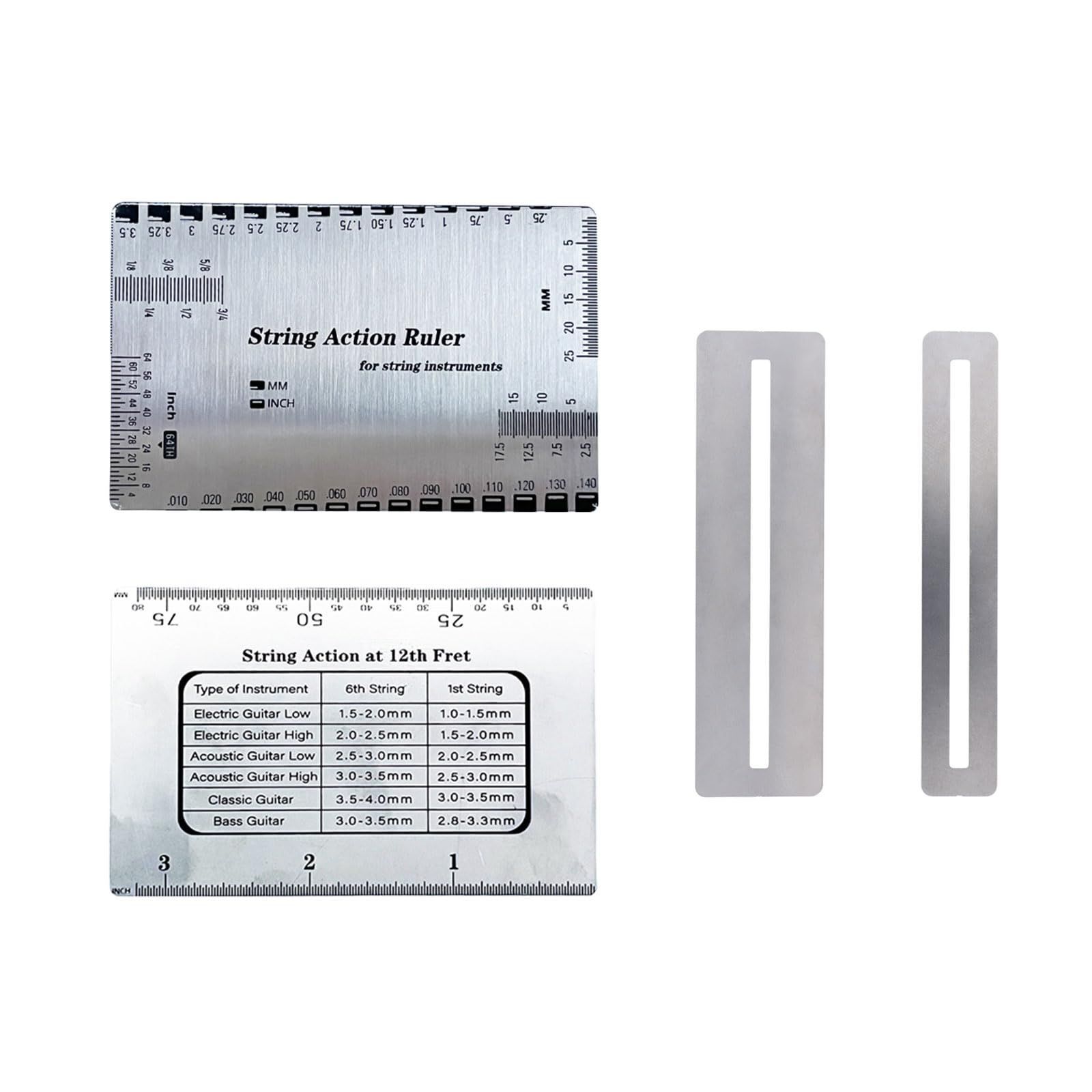 数量 ストリングアクションルーラーゲージ 3本セット サンディングペーパー 研削 フレット磨きプレート 指板 ギター 弦高 スケール ギター ギター ベース 弦楽器 メンテナンスツール 測定ツール