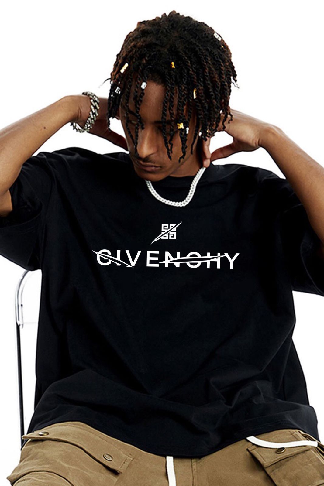 Givenchy ジバンシィ ナイフカット レタープリント カップル半袖 男女兼用