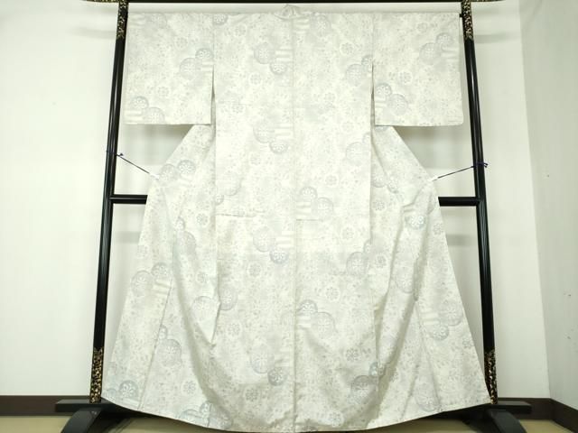 平和屋着物○本場大島紬 白大島 源氏車花文 正絹 逸品 DAAQ3513ps