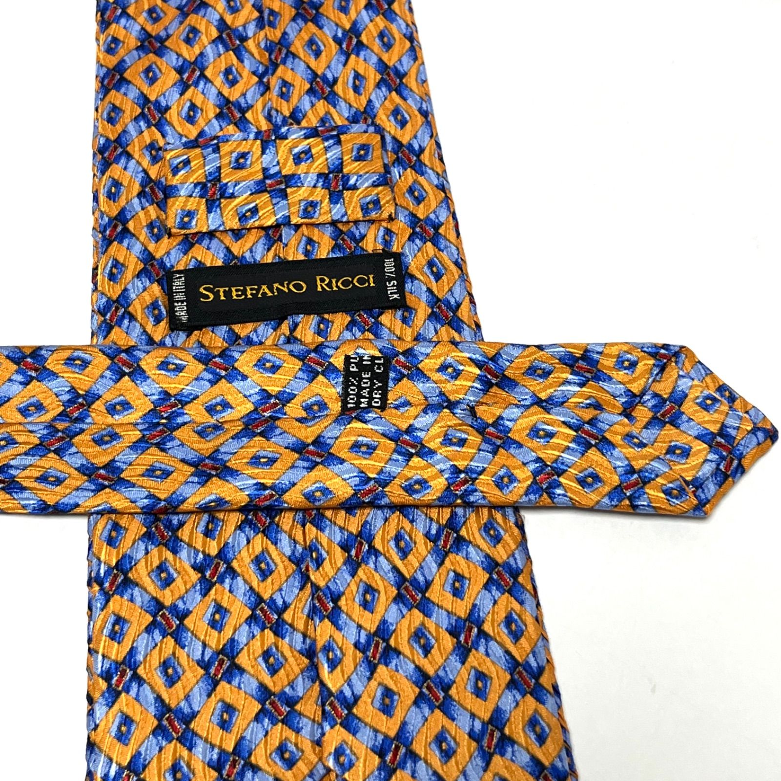 極美品 STEFANO RICCI ステファノリッチ ネクタイ オレンジ×ブルー 