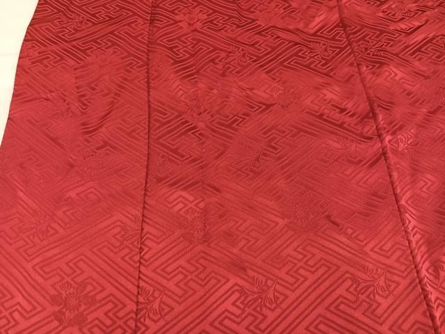 平和屋着物○豪華振袖 紗綾形花地紋 色無地 紅海老茶色 正絹