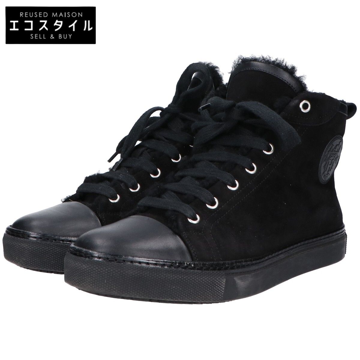 節約 ZEGNA ゼニア 美品！黒いウールキャップ ロゴ刺繍付き