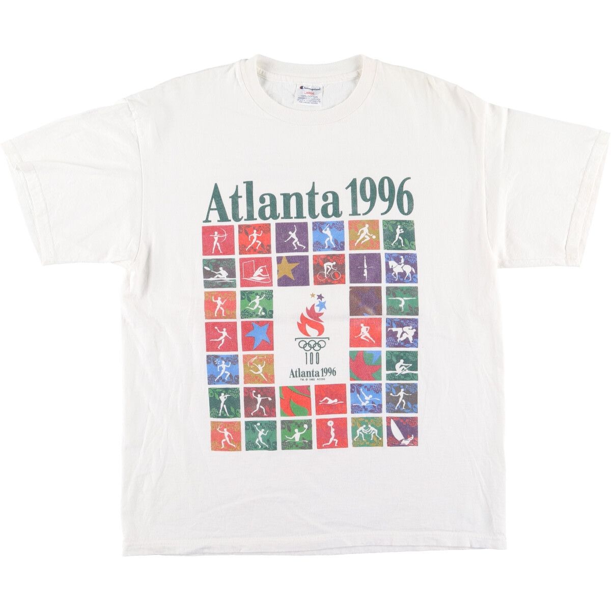 古着 90年代 チャンピオン Champion ATLANTA OLYMPIC アトランタオリンピック 1996 スポーツプリントTシャツ USA製 メンズL/eaa425963