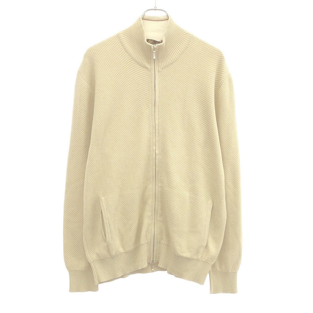 Loro Piana ロロピアーナ コットンジップアップニットカーディガン ベージュ 52