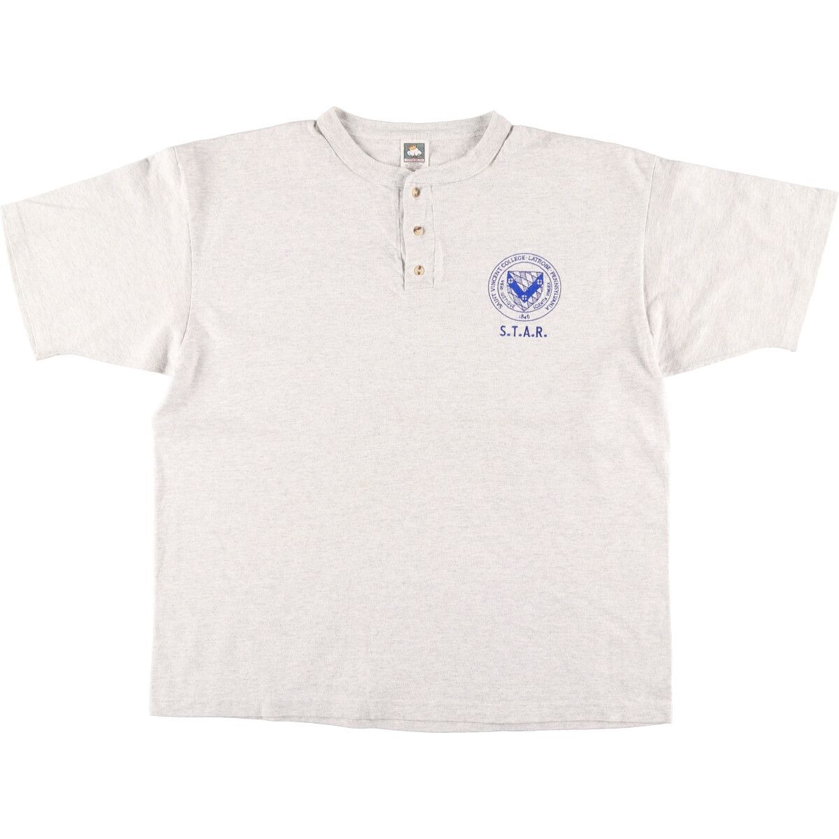 古着 90年代 COTTON DELUXE ヘンリーネック プリントTシャツ USA製 メンズXL相当 ヴィンテージ/eaa437812