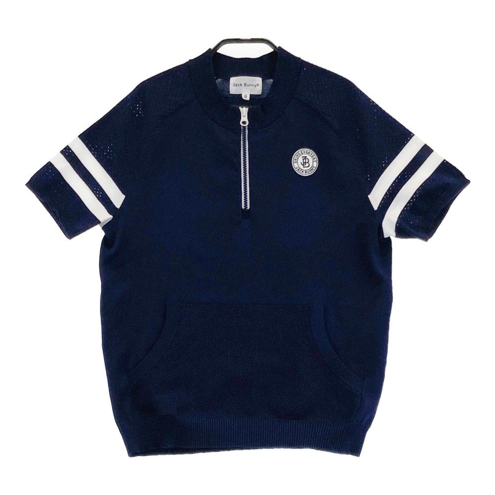サイズ 0 JACK BUNNY ジャックバニー ハーフジップ半袖ニットセーター ネイビー系 240101431947 ゴルフウェア レディース ストスト