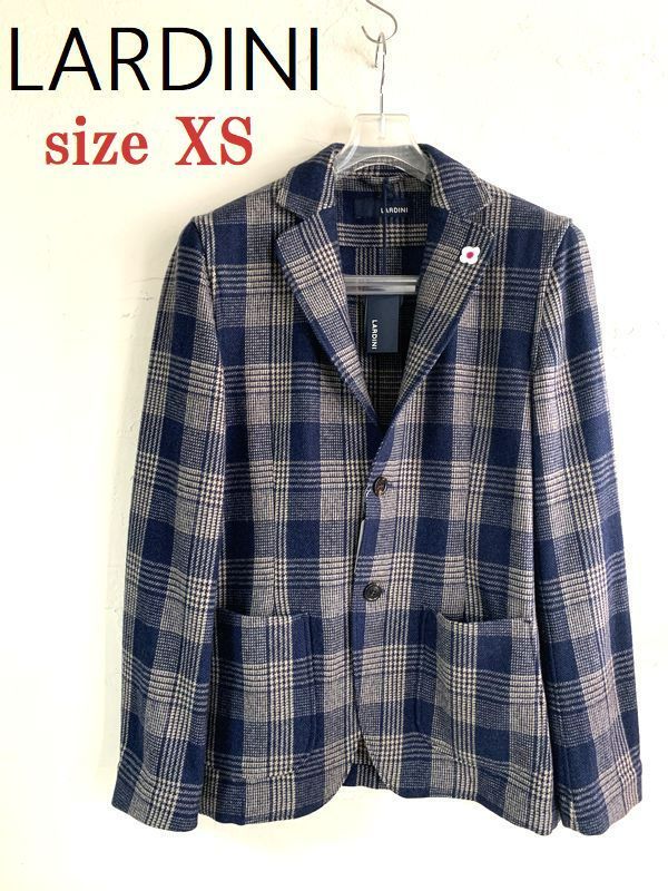 LARDINI テーラードジャケット ネイビー系チェック LARDINI ラルディーニ チェック柄 テーラードジャケット