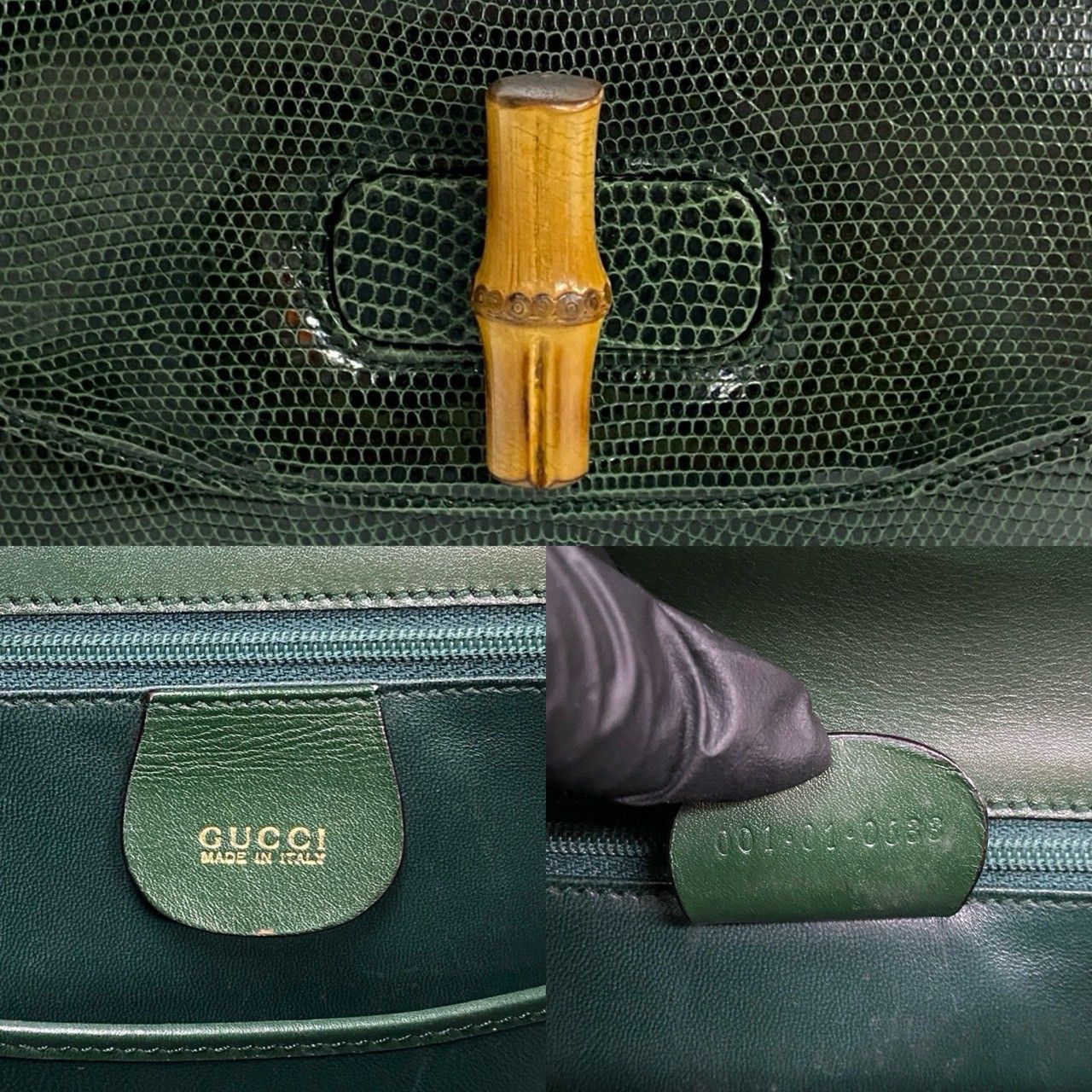 極 美品 GUCCI グッチ オールドグッチ ヴィンテージ バンブー リザード