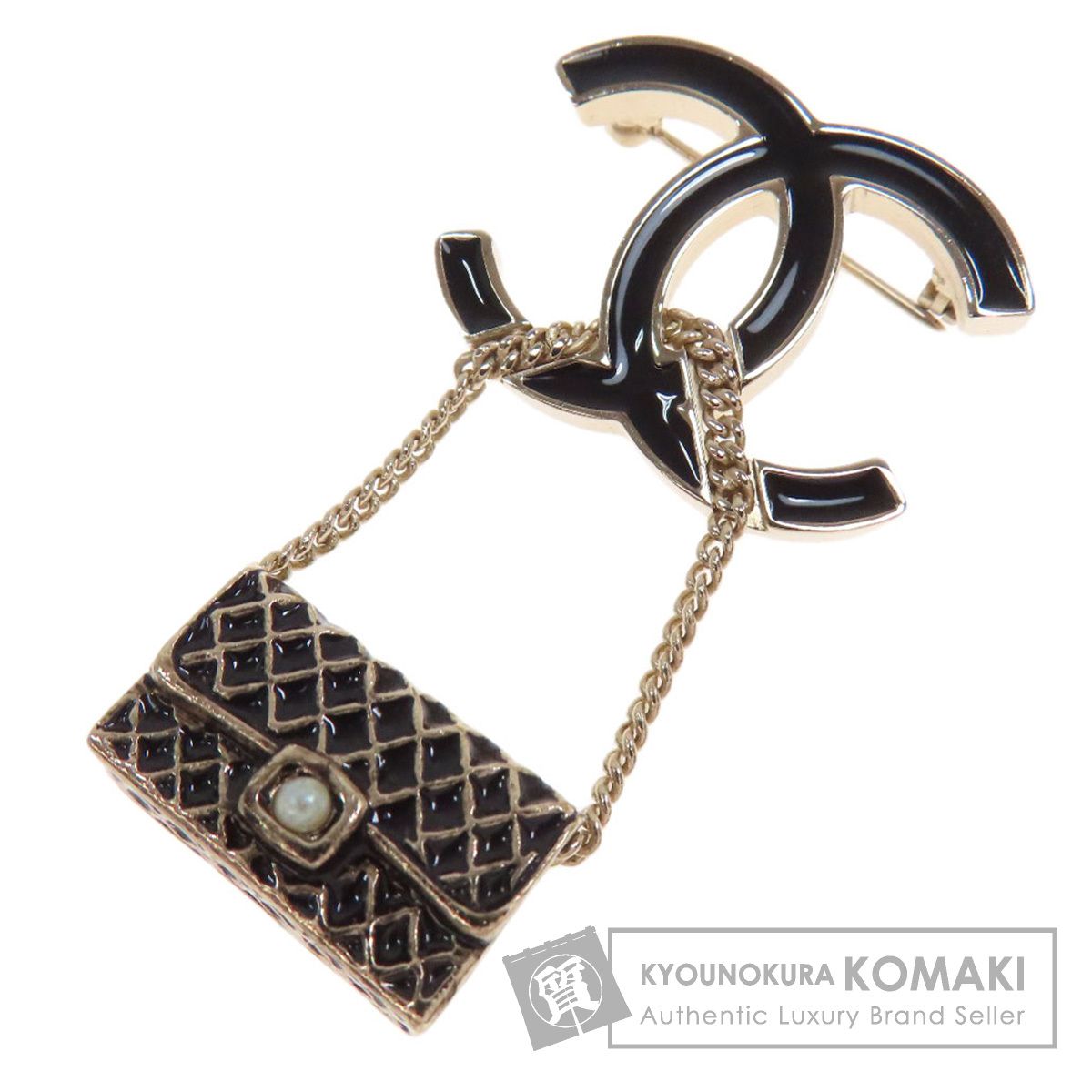 CHANEL シャネル ココマーク マトラッセバッグチャーム ブローチ GP レディース